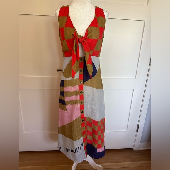 Conditions Apply Dresses & Skirts - Conditions Apply XSP sleeveless cotton midi dress with working tie at bust.